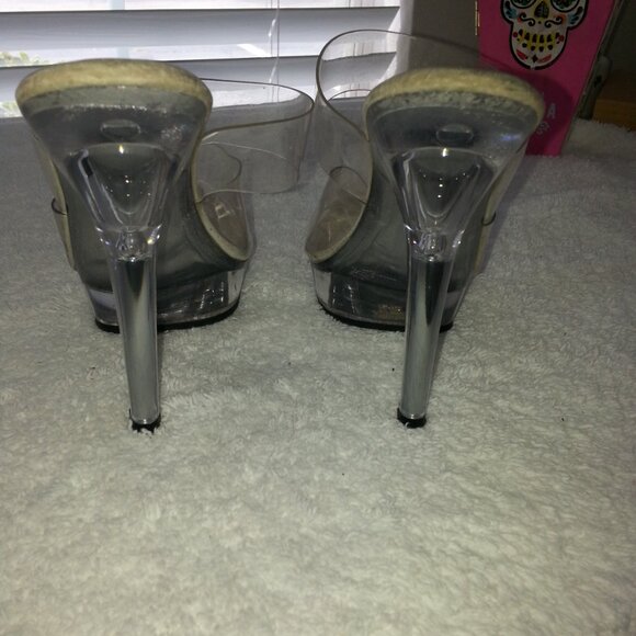 Pleaser Clear Worn Dancer High Platform Heels - Picture 5 of 7